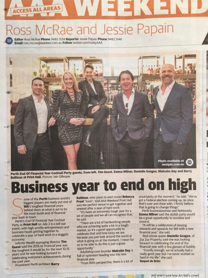 Perth’s End of Financial Year Cocktail Party 2016 Sells Out!